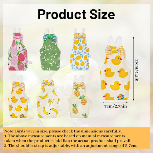 Telooco 6Pcs Bird Diaper, Reusable Parrot Diapers with Waterproof Inner - Washable Parrot Diapers for Indoor Parakeet