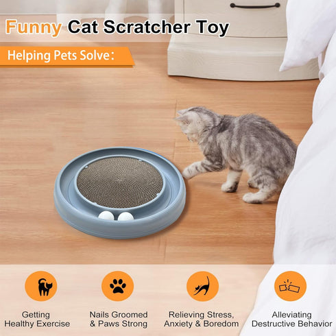 Cat Scratching Board with Ball Track, Cat Scratchers for Indoor Cats, Toy for Mental Exercise (Grey)