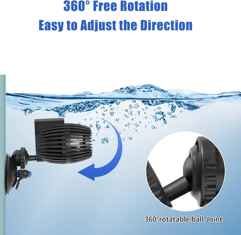 AQUANEAT Submersible Circulation Pump, Fish Tank Powerhead Wave Maker with Suction Cup