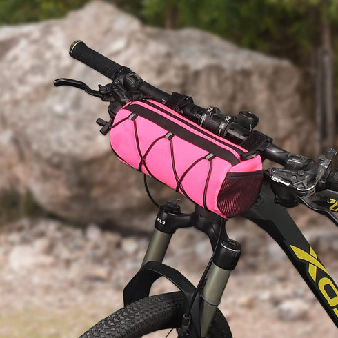 KOSIBATE Bike Handlebar Bag, Bicycle Frame Bag with Shoulder Strap for Mountain Road Bikes (Pink)