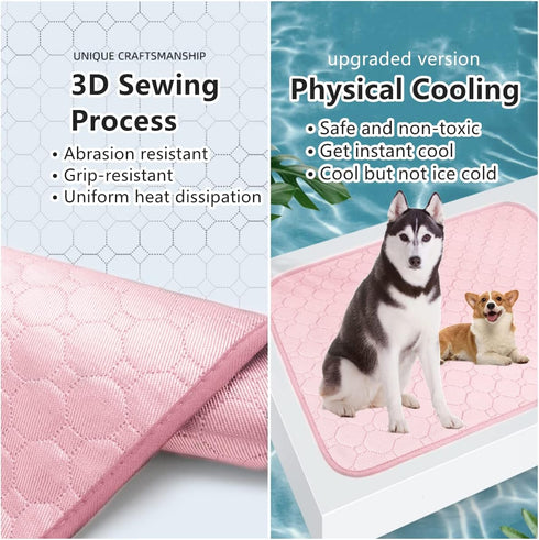 Dog Cooling Mat, Pet Cooling Mat for Dogs Cooling Blanket for Dogs Dog Cooling Pad for Kennels, Crates, Cars, Indoor & Outdoor Ice Silk Cooling Mat for Extra Large Dogs (Pink, XL(40 * 28"))