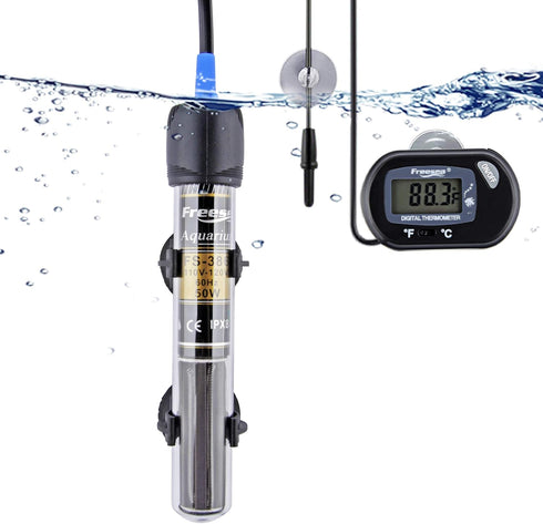 FREESEA 50 Watt Submersible Betta Heater with Aquarium Thermometer