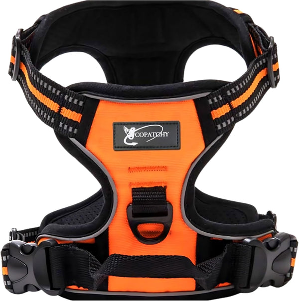 Dog Harness No-Pull Pet Harness - Adjustable Outdoor Vest for All Sized Dogs in Orange