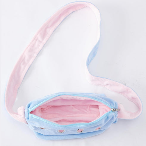 Set) Meow&Woof Sugar Glider Bonding Pouch Bundle Small Pet Carrier Bag Sling with Strap (Blue + Pink Critter Cuddler
