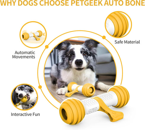 PETGEEK Interactive Dog Toys, Automatic Electronic Bones with Rechargeable USB