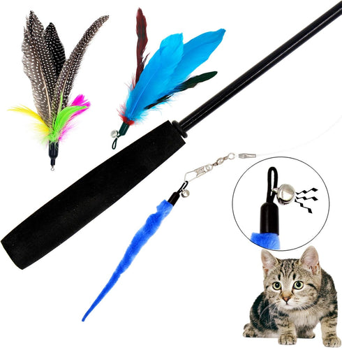 Cat Feather Toys Refills - 10 Pieces Worms Feathers Refills, Cat Wand Replacement Feathers Toy for Indoor Cats