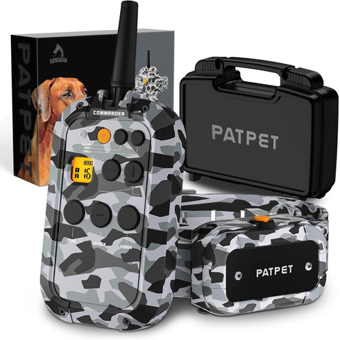 PATPET Dog Shock Collar with Remote, 3/4 Mile Range, Rechargeable Waterproof E Collar for Large Dogs, Camouflage