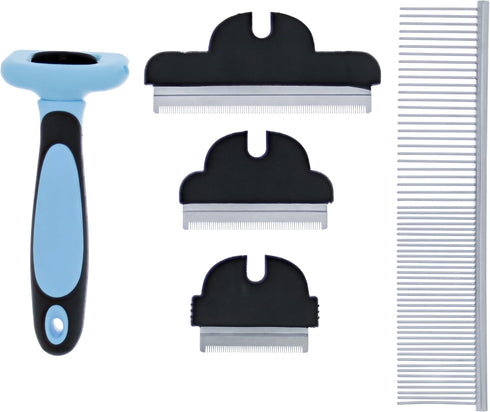 MiMu Deshedding Dog Brush Set - Interchangeable 3-in-1 Long to Short Hair Shedding Brush for Dogs, Cats Plus Comb