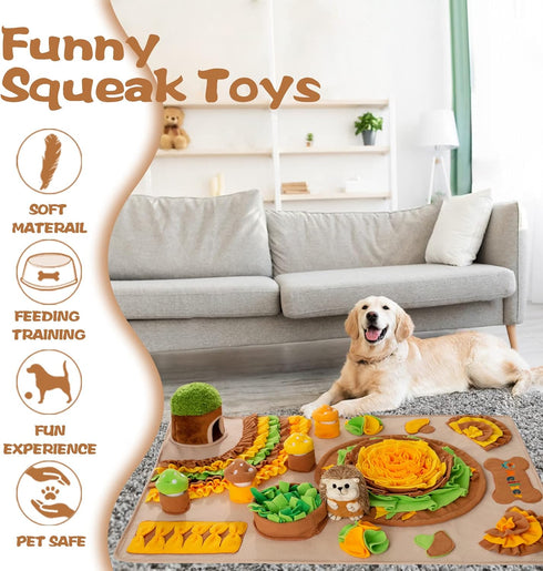 40'' 27.5'' Large Snuffle Mat for Dogs x Sniff Mat with Hedgehog Puzzle Toy Squeaky Mushrooms Interactive Toys Portable