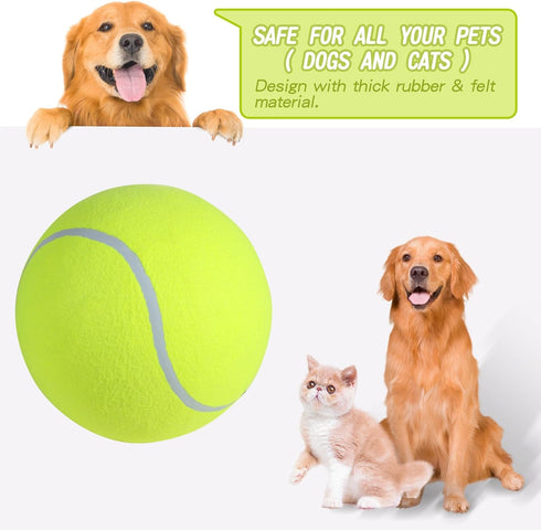 susu & wuwu Giant Tennis Ball for Dogs, Yellow Big Tennis Ball for Dog Birthday Gift, 9.5" Pet Toy