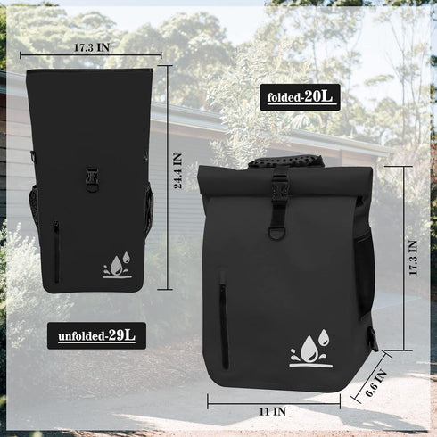 YEEGO DIRECT Bike Bag, 29L Waterproof Panniers for Rear Rack Bicycles, Black (1 PCS)