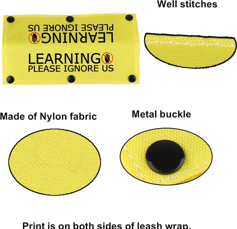 Funny Dog Leash Sleeve, Learning Please Ignore Us Dog Leash Wrap Sleeve Alert Tag for Pet Birthday Gift (Learning