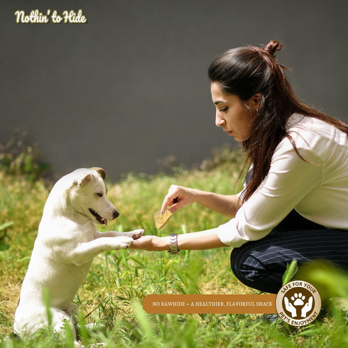 Fieldcrest Farms Nothin to Hide Flip Chips Chews for Dogs - All Natural Rawhide Alternative Treats (Peanut Butter, 8.5