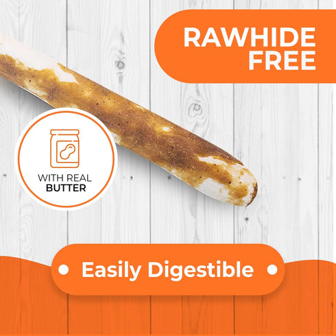 Canine Naturals Peanut Butter Chew, Rawhide Free Dog Treats - All-Natural, Easily Digestible, 10 Pack of 5 Inch Stick