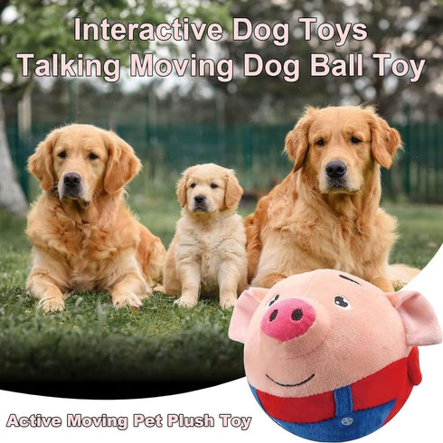 Active Moving Pet Plush Toy, Squeaky Moving Dog Ball Toy, Washable Cartoon Pig Electronic Dog Toy for Boredom Talking