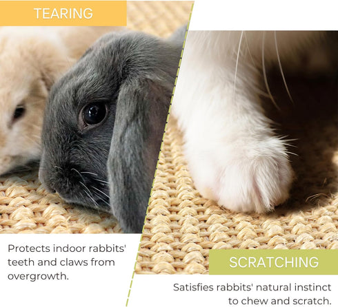 Tierecare 3-Pack (15.7"x11.8") Rabbit Scratching Pads Natural Sisal Bunny Scratch Mat for Claw & Teeth Care, Small