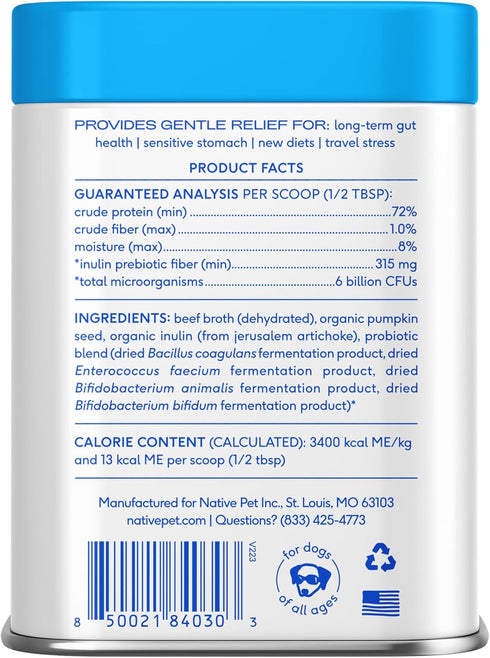 6B 60 Native Pet Probiotics for Dogs Dog Probiotic Powder for Gut & Digestive Health, Vet-Formulated CFUs Dog-Specific