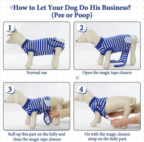 IDOMIK Dog Recovery Suit - Adjustable Anti-Licking Post Surgery Onesie, Soft Abdominal Wound Bandage & E-Collar