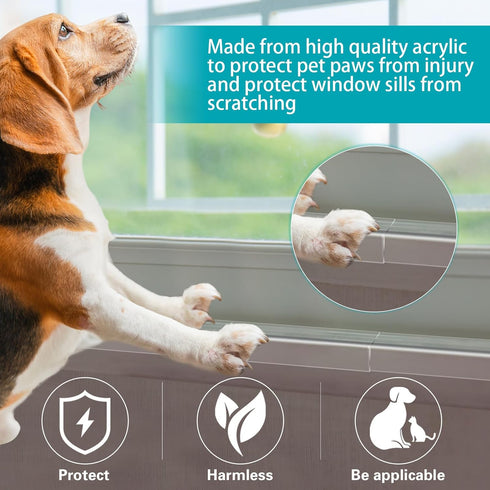 3 Pcs Clear Pet Window Sill Protector, 33.5'' x 2.25'' x 0.16'' Against Dog Cat Scratching, Transparent Guard