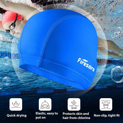 Firesara Fabric Swim Cap, High Elasticity for Long and Short Hair, Breathable Fit for Women, Men, Kids