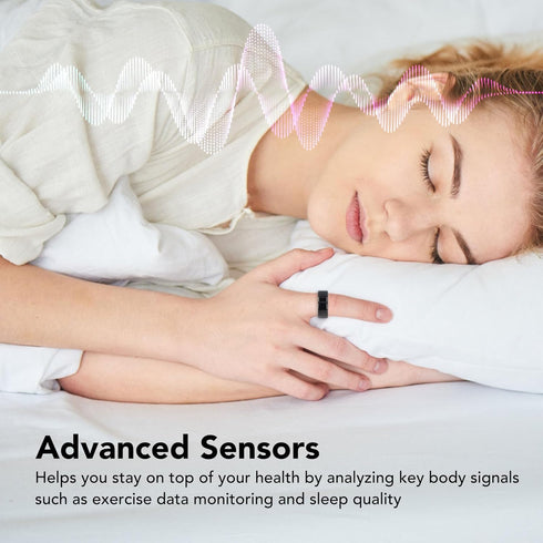 Smart Health Ring, Waterproof Fitness Pedometer for Exercise Data and Sleep Quality, Compatible with Android & iOS,