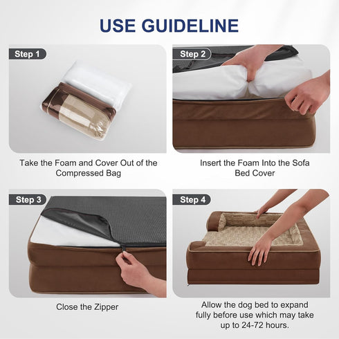 FURTIME Orthopedic Dog Beds for Small Dogs, Waterproof Bed with Removable Washable Cover, Egg Foam Couch, Nonskid Bottom