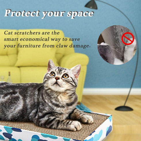 Cat Scratcher Cardboard Reversible Pad, Kitty Corrugated Scratching Bed with Catnip Included (1 Pack)