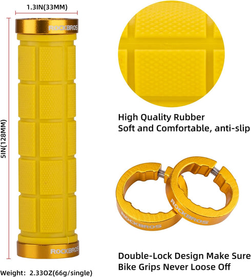 ROCKBROS 4Pcs (2 Pairs) Comfortable Anti-Slip Bike Handlebar Grips for Mountain Bike, BMX, and Scooter