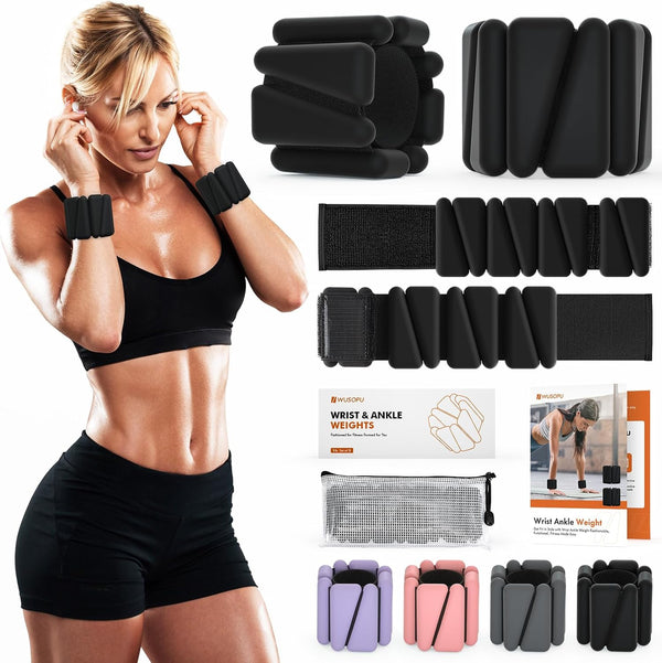 Wrist Weights, Adjustable Ankle Weights for Home Gym Workout, Set of 2 (1LB Each) for Running & Strength Training