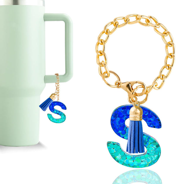 Letter Charm Accessories for Stanley Cup, Cute Initial Keychain Handle Charm for Women Tumbler