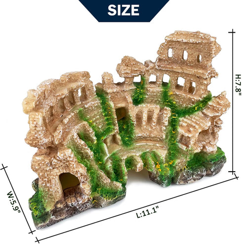 Antique Roman Column Ruin Aquarium Decoration - Large Beige Castle Cave for Freshwater and Saltwater