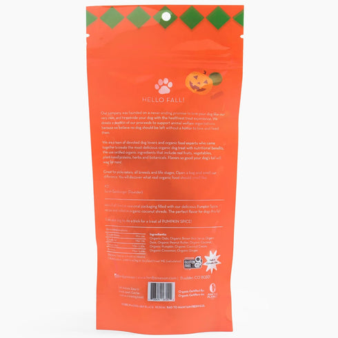 Pumpkin Spice 6 oz - Dog Patisserie Treats, Fall Holiday Collection, Organic, Soft & Chewy No-Bake Superfood Bites, Preservative Free