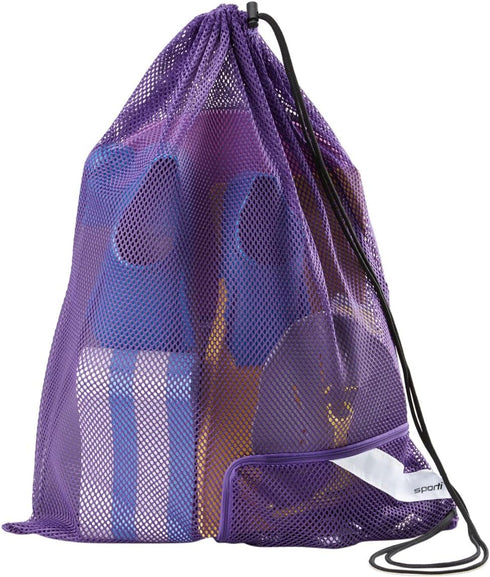 Sporti Mesh Bag with Zipper Pocket, Purple Color