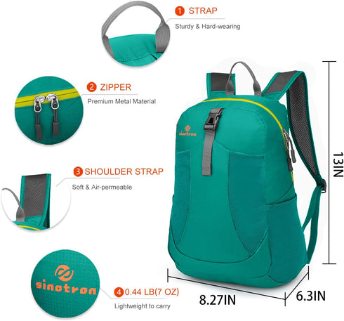sinotron 22L Lightweight Packable Day Pack Backpack for Travel, Camping, Vacation, Small Hiking for Women Men