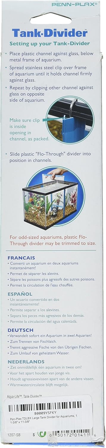 Penn-Plax Large Tank Divider for Aquariums, 11-3/8" x 11-3/8" (TDLBX)
