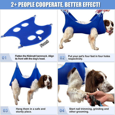 10 in 1 Pet Grooming Hammock Harness - Nail Clippers/Trimmer, Nail File, Dog Hammock/Grooming Sling for Nail