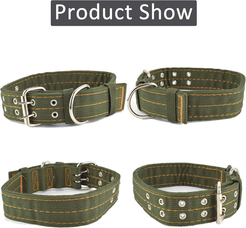 Buckle Dog Collar, 2 Wide Adjustable Nylon Military Tactical Collars, Heavy Duty