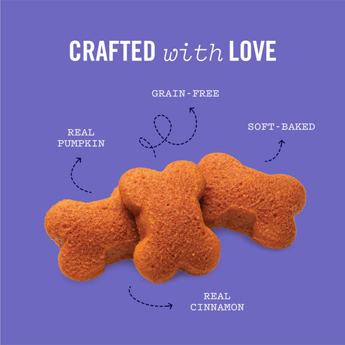 Three Dog Bakery Grain Free Wafers Baked Dog Treats, Pumpkin, 13 oz