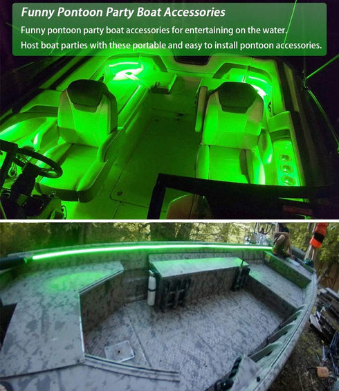 Pontoon Boat Light, LED Strip for Duck, Bass, Sail, Kayak, Flexible Deck & Interior Courtesy Lights, Green