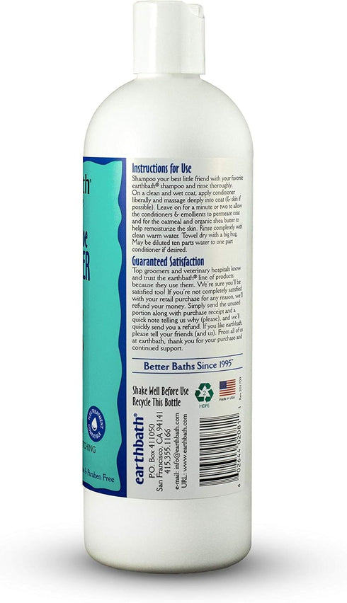 earthbath Oatmeal & Aloe Conditioner - Dog Conditioner for Allergies & Itching, Made in USA, 16 Oz (1 Pack)