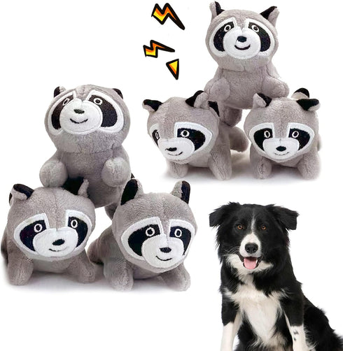 Interactive Squeaky Dog Toy, Replacement Animals Raccoon (Pack of 6)