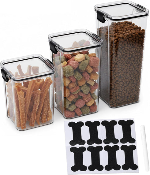 Lolytama 3 Set Pet Food Storage Containers, Airtight Dog Food Storage Container with
