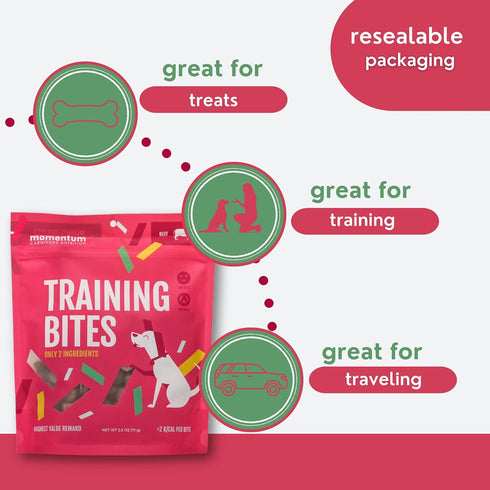 2.5 oz Momentum Carnivore Nutrition Freeze-Dried Beef Training Bites Two Ingredients-Beef Kidney and Heart, Grain-Free