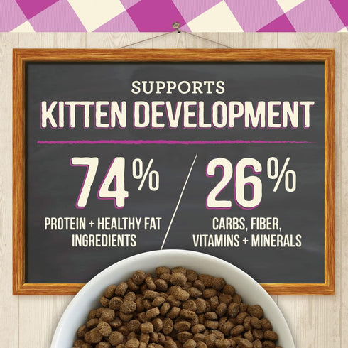 Merrick Purrfect Bistro Premium Grain Free Natural Dry Cat Food for Young Cats, Healthy Kitten Food Recipe, 4 lb Bag