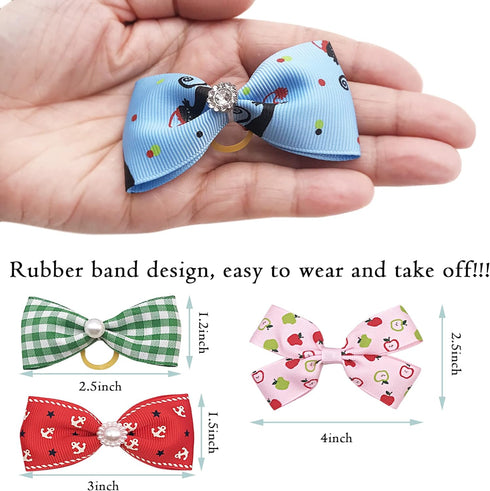 PET SHOW 20Pairs Big Dog Hair Bows with Rubber Band for Small Medium Large Dogs, Pink Blue Grooming Accessories