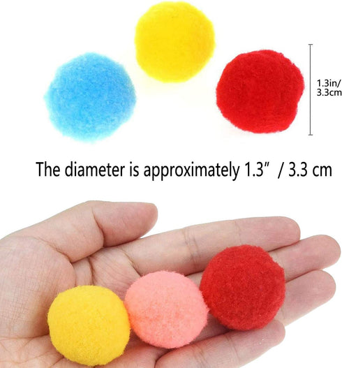 VOVIGGOL 30Pcs 1.3 Inch Cat Toy Balls Soft Kitten Pompom Toys Indoor Cats Interactive Playing Quiet Ball Cats Favorite