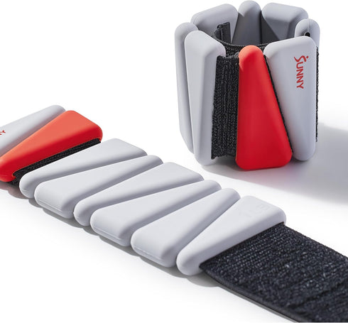 Sunny Health & Fitness Adjustable Silicone Walking Arm Weight Bands – Set of 2, Flexible Strap, Small Wrist Weights for