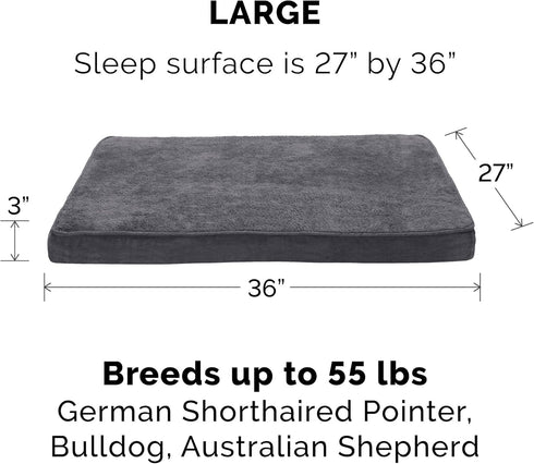 Furhaven Replacement Dog Bed Cover, Terry & Suede Mattress, Machine Washable - Gray, Large