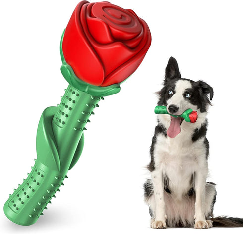 ucho Dog Toys for Aggressive Chewers, Rose Dog Toy for Small Medium Dogs, Interactive Chew Toys for Training