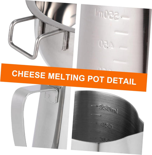 1Set Cabilock Stainless Steel Melting Pot Ergonomic Design Capacity for Butter Cheese Heating Cookware for Baking